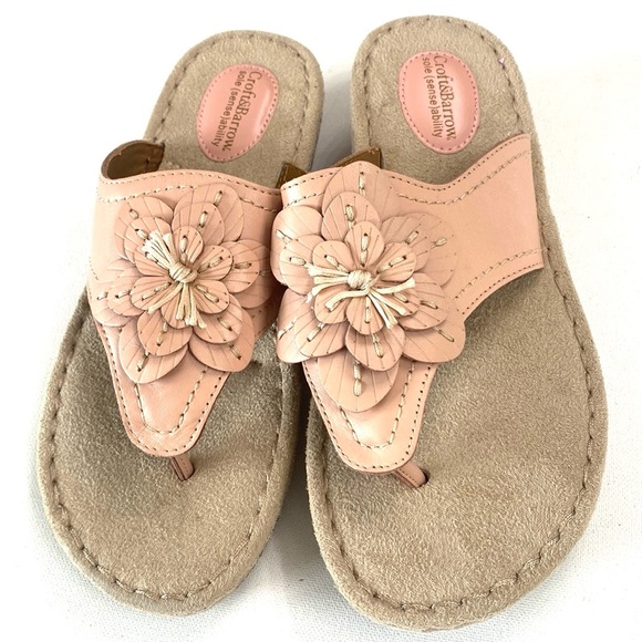 Croft and Barrow Roberta Pink Leather Flower Thong Sandals, Size 8 Med, NWT - Picture 2 of 9